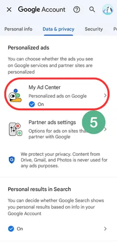 Personalized ads off 5