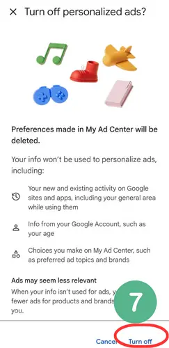 Personalized ads off 7